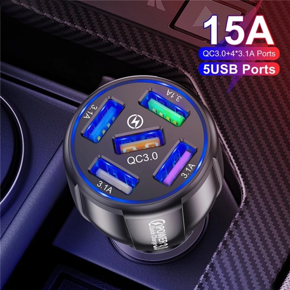 5 Port Fast Car USB Charger - Picture 2 of 6